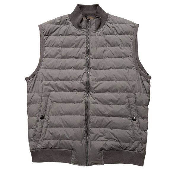 Massimo Dutti Puffer Vest Mens Size L Full-Zip Duck Down Feather Gray NEW - Picture 1 of 7